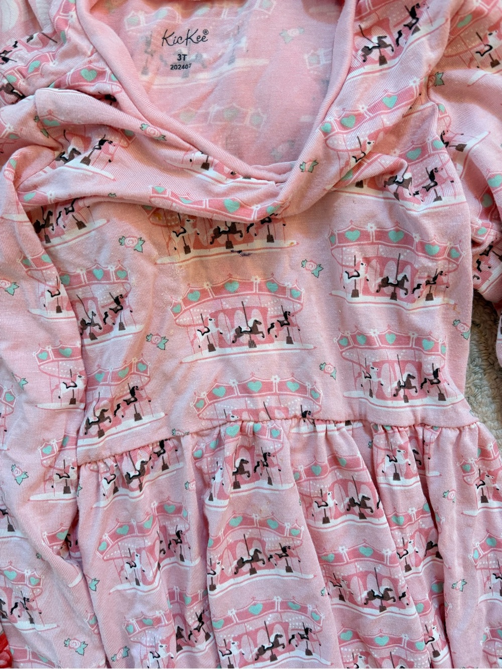 Kickee Pants Girls Pink Long-Sleeve Dress Bundle +  Leggings - Size 3t - Picture 4 of 8
